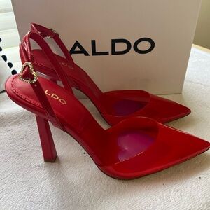 Aldo Red Stiletto Heels Open Back